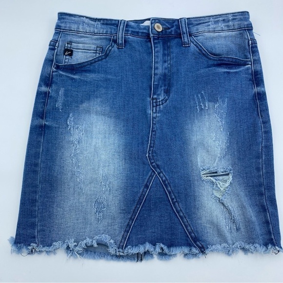 KanCan Dresses & Skirts - KanCan Distressed Jean Mini Skirt Blue Size 1/24